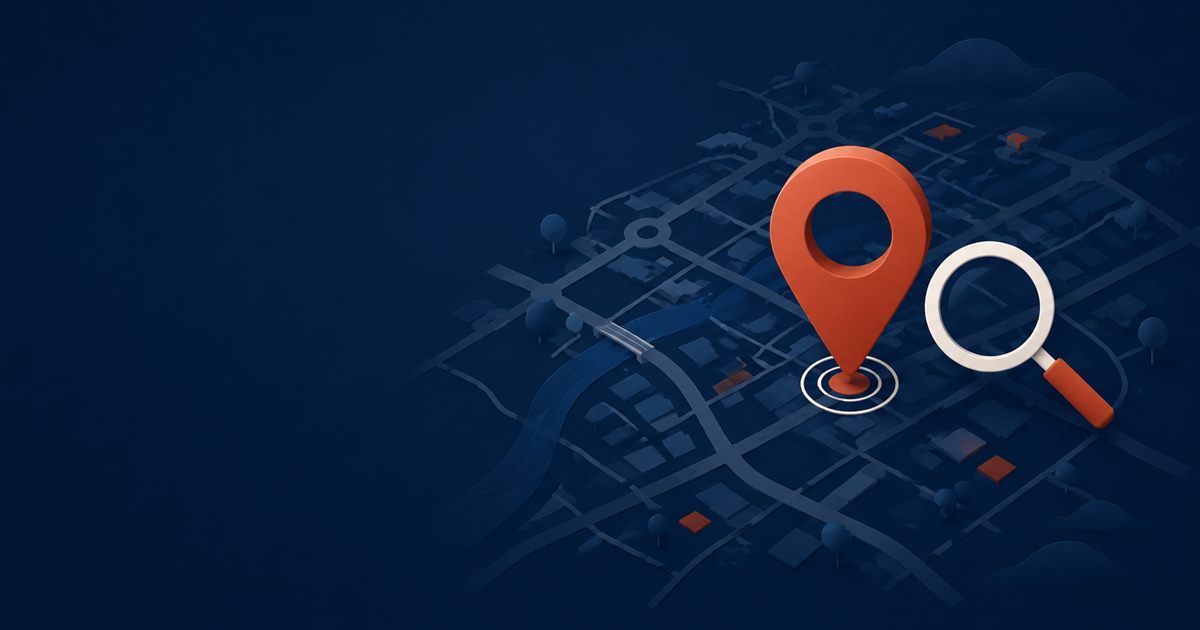 SEO local em Balsas: ilustração de um pin de localização sobre um mapa estilizado da cidade com ícone de busca do Google.